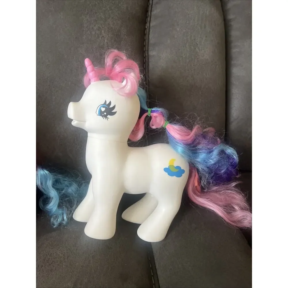 (2) My Little Pony 9” White / Pink Unicorn Hair Luna Moon Horse Hasbro